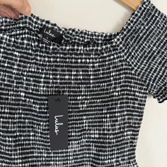 NWT Lulus Patsy Gingham Off Shoulder Maxi Dress - Picture 12 of 14